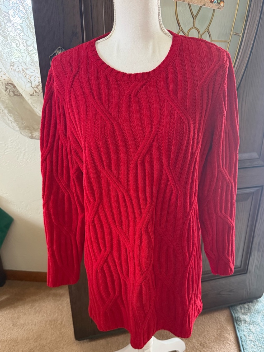 J.Jill Red Chenille Sweater